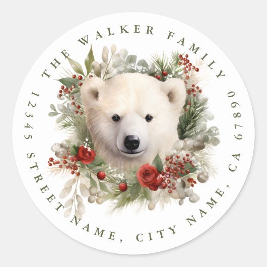 Kerst Polar Beer Ronde Stickers (Voorkant)