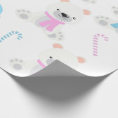 Kerst Polar Beer Roze Blauw Gender Reveal Party Cadeaupapier (Hoek)