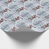 Kerst Polar Beer Shoveling Snow Cadeaupapier (Hoek)