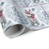 Kerst Polar Beer Shoveling Snow Cadeaupapier (Rol Hoek)