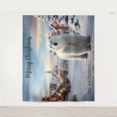 Kerst Polar Beer Sneeuw Vakantie Foto Achtergrond Wandkleed (Voorkant)