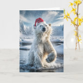 Kerst Polar Beer spatten in ijzig water Kaart (Gele Bloem)