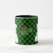 Kerst polar beer welp classic groen plaid mok (Midden)