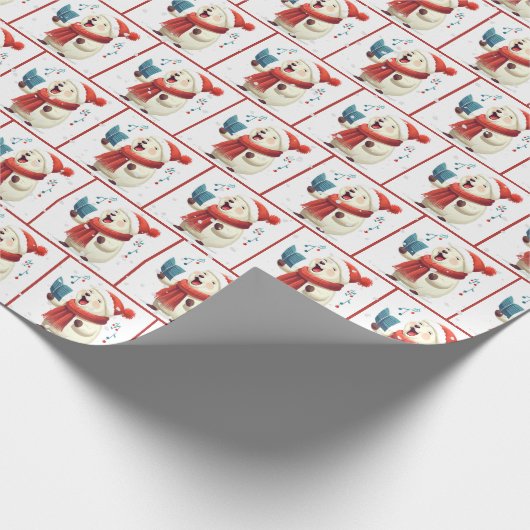 Kerst Polar Beer Zingen Cadeaupapier (Hoek)
