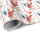 Kerst Polar Beer Zingen Cadeaupapier (Rol Hoek)