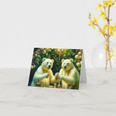 Kerst Polar Beren Feesten Kaart (Gele Bloem)