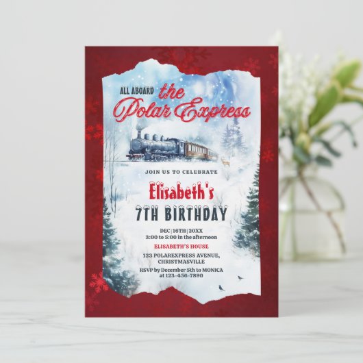 Kerst Polar Express verjaardagsfeest Kaart (Staand voorkant)