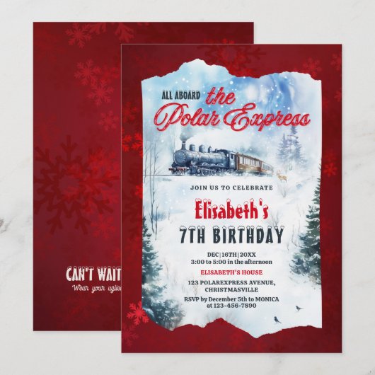 Kerst Polar Express verjaardagsfeest Kaart (Voorkant / Achterkant)