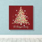 Kerst Polka Dot Boom Vakantie Canvas Afdruk (Insitu (Houten vloer))