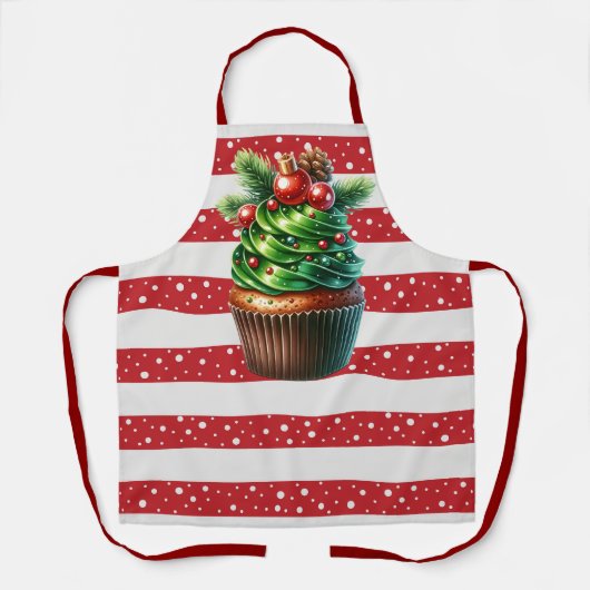 Kerst Polka Dots en Cupcake Schort (Voorkant)