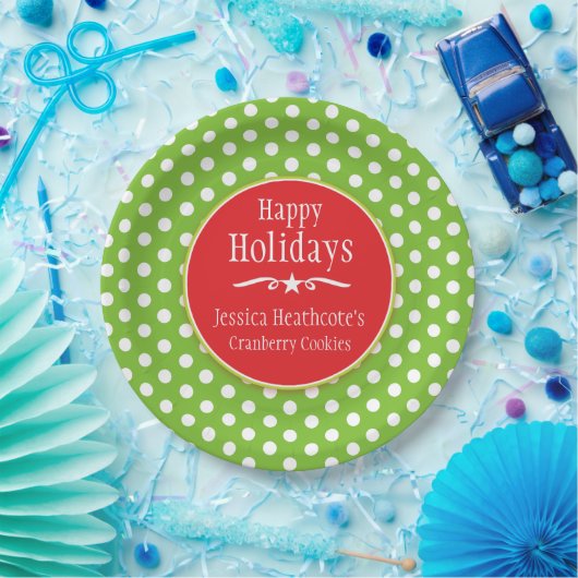 Kerst polka naam cookie uitwisseling papier bord (Feest)