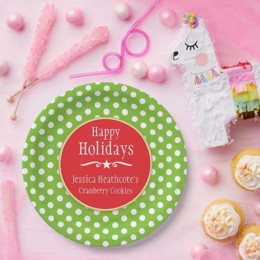 Kerst polka naam cookie uitwisseling papier bord (Feest)