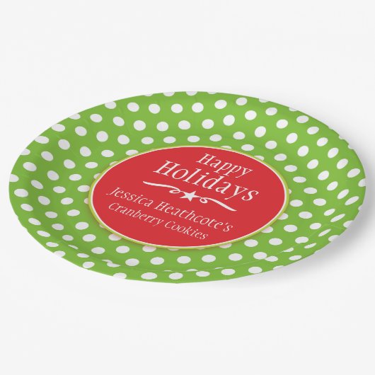 Kerst polka naam cookie uitwisseling papier bord (Gekanteld)