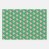 Kerst Pom Wrapping Papier Flat Sheet Set van 3 Inpakpapier Vel (Voorkant 3)