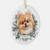 Kerst Pomeranian Dog Ceramic Circle Ornament (Rechts)