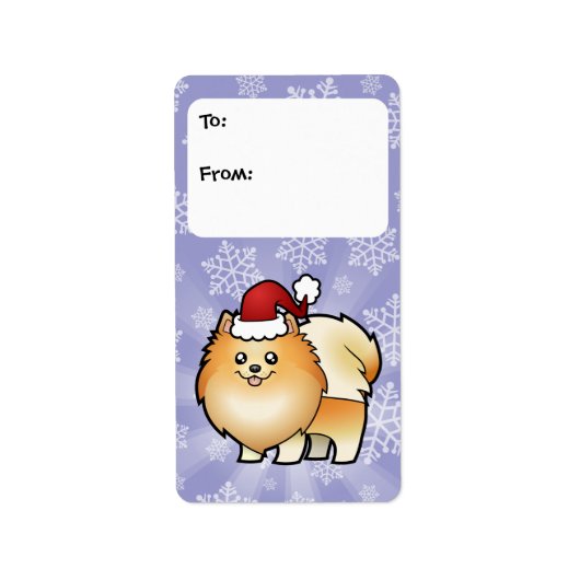 Kerst Pomeranian Gift Labels (Voorkant)