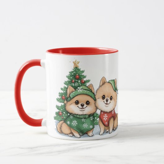 Kerst Pomeranian Honden Mok (Links)
