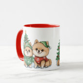 Kerst Pomeranian Honden Mok (Voorkant links)
