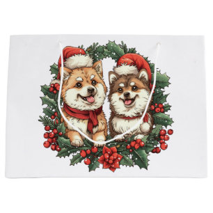 Kerst Pommerse Honden Mistletoe Krans Groot Cadeauzakje