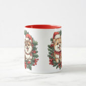 Kerst Pommerse Honden Mistletoe Krans Mok (Midden)