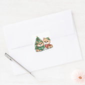 Kerst Pommerse honden Vierkante Sticker (Envelop)