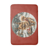 Kerst Pommerse rendierhond Badmat (Voorkant Verticaal)