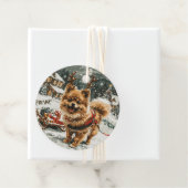 Kerst Pommerse rendierhond Bedankjes Labels (In situ)