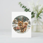 Kerst Pommerse rendierhond Briefkaart (Staand voorkant)