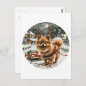 Kerst Pommerse rendierhond Briefkaart (Voorkant / Achterkant)