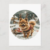 Kerst Pommerse rendierhond Briefkaart (Voorkant)