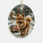 Kerst Pommerse rendierhond Keramisch Ornament (Rechts)