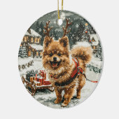 Kerst Pommerse rendierhond Keramisch Ornament (Links)