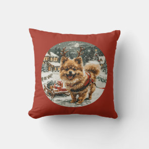 Kerst Pommerse rendierhond Kussen