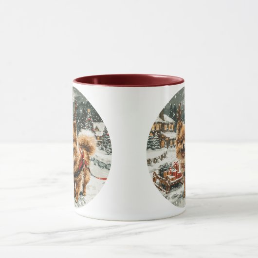 Kerst Pommerse rendierhond Mok (Midden)