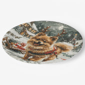 Kerst Pommerse rendierhond Papieren Bordje (Gekanteld)