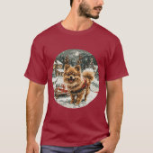 Kerst Pommerse rendierhond T-shirt (Voorkant)
