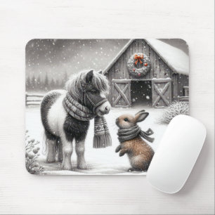 Kerst Pony en Bunny Muismat
