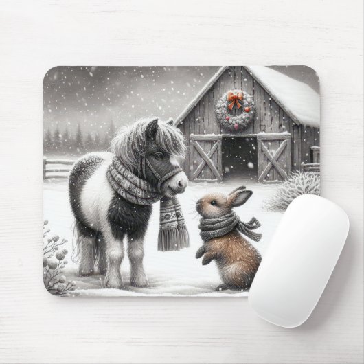 Kerst Pony en Bunny Muismat (Met muis)