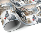 Kerst Pony en konijn met een appel Cadeaupapier (Rol Hoek)