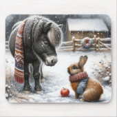 Kerst Pony en konijn op een Boerderij Muismat (Voorkant)