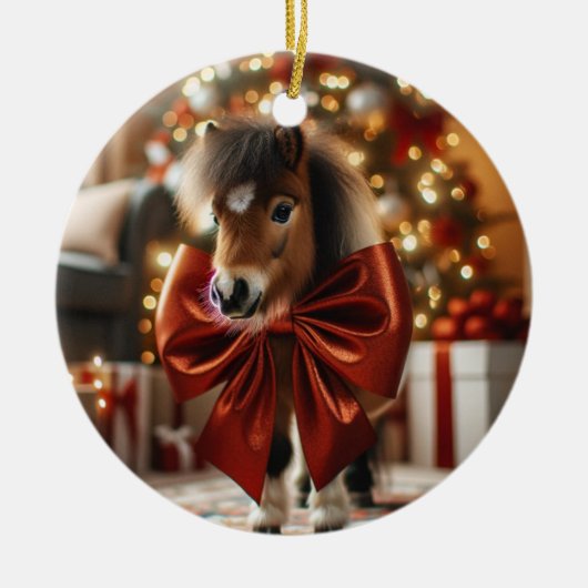 Kerst Pony gepersonaliseerd Keramisch Ornament (Voorkant)