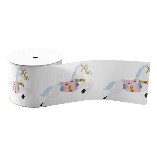 Kerst pony roze winter wonderland grosgrain lint (Spoel)