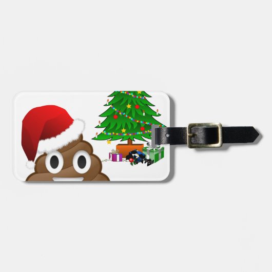 kerst poo emoji bagagelabel (Voorkant horizontaal)