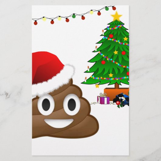 kerst poo emoji briefpapier (Voorkant)