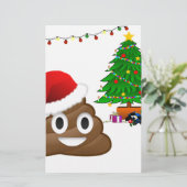 kerst poo emoji briefpapier (Staand voorkant)