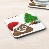 kerst poo emoji drankjes onderzetter (Linkerzijde)