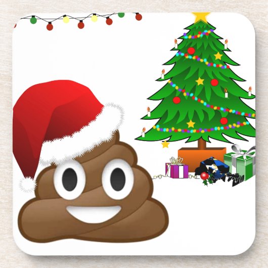 kerst poo emoji drankjes onderzetter (Voorkant)
