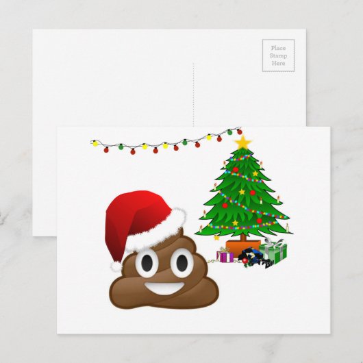 kerst poo emoji feestdagenkaart (Voorkant / Achterkant)