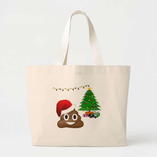 kerst poo emoji grote tote bag (Voorkant)