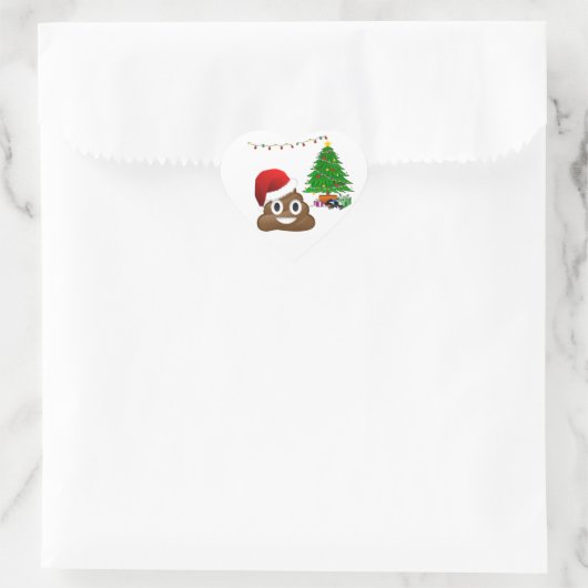 kerst poo emoji hart sticker (Tas)